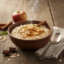 avižinė košė su obuoliais, bei cinamonu.