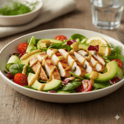 Vištienos-salotos-su-avokadu-ir-medaus-garstyčių-padažu