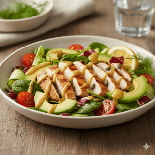 Vištienos-salotos-su-avokadu-ir-medaus-garstyčių-padažu